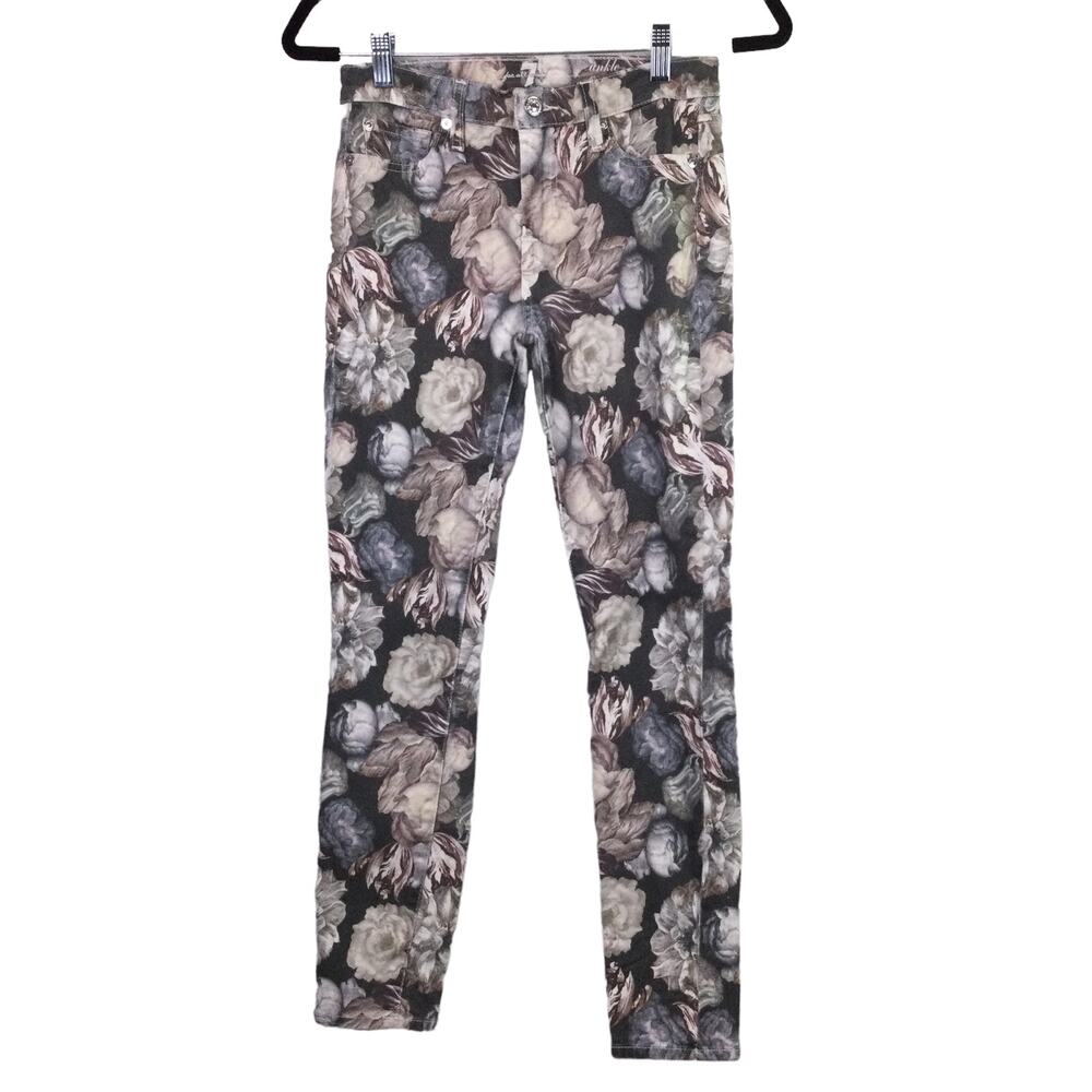 7 For All Mankind Gwenevere Y2K Floral Dark Romantic Whimsical Skinny Jean 25